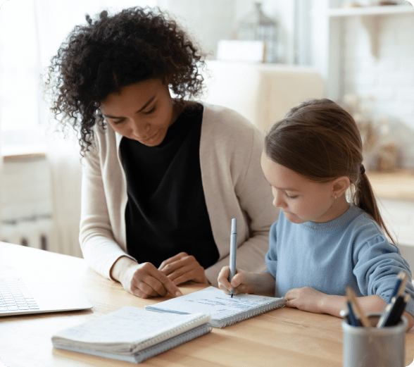 aba services tutor and child writing